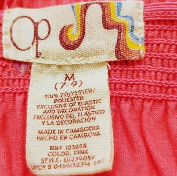 OCEAN PACIFIC OP Smocked Babydoll Embroidery Halter Bright Pink Dress Medium - Picture 3 of 7